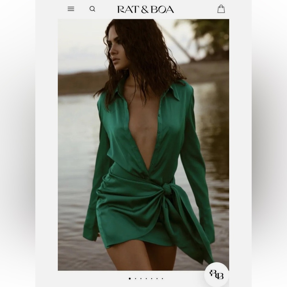 53. $260 Rat & Boa Alanis Dress Emerald Satin Green XS